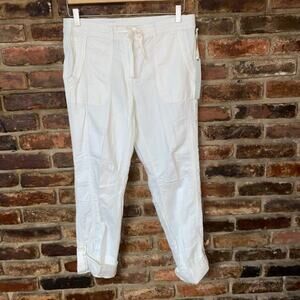 NWT Kenar Ivory Cropped Belted Casual Capri Pants Women's Size 6